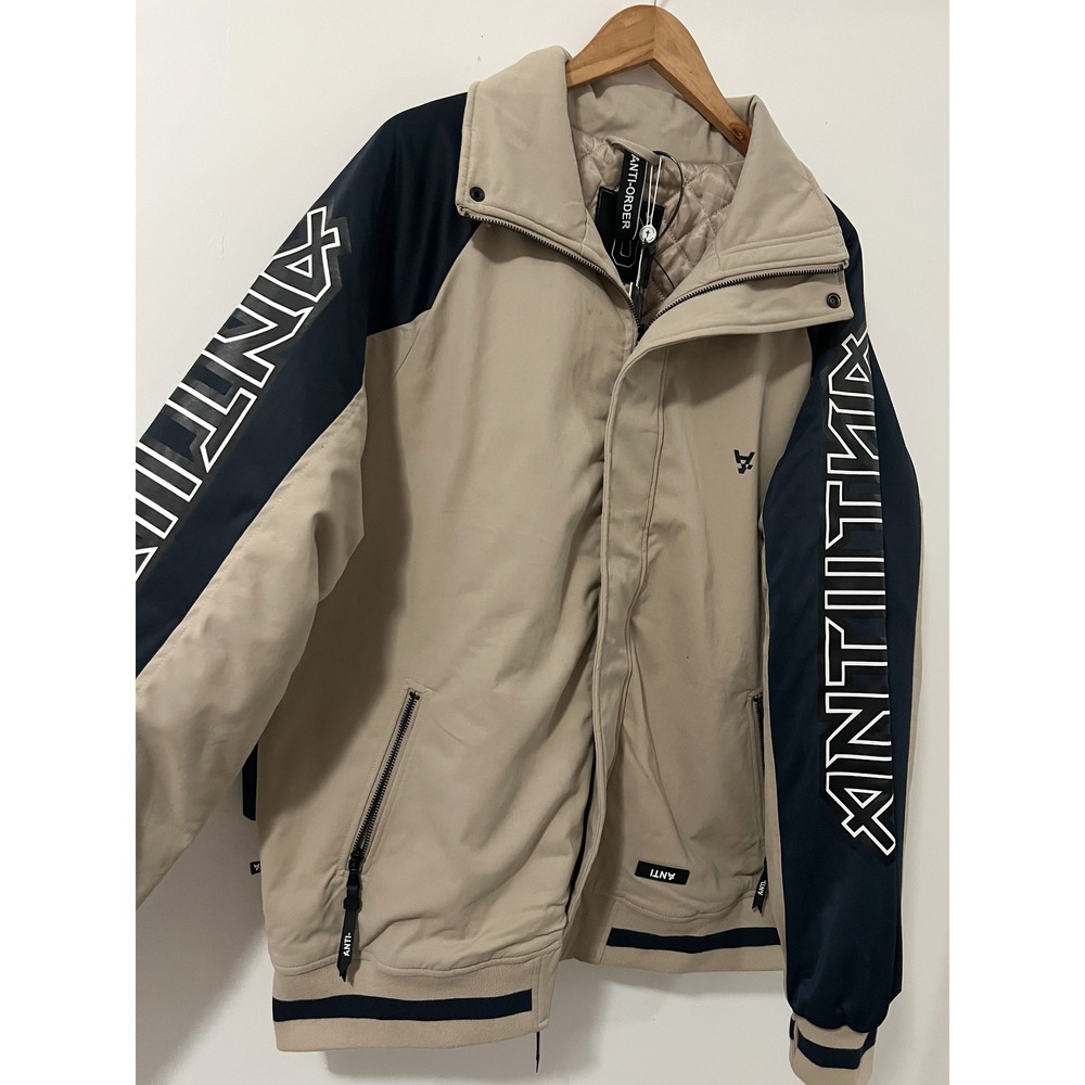 ANTI‎ ORDER Jacket Beige Blue Full Zip Athletic Track Jacket Mens Large - Picture 5 of 13
